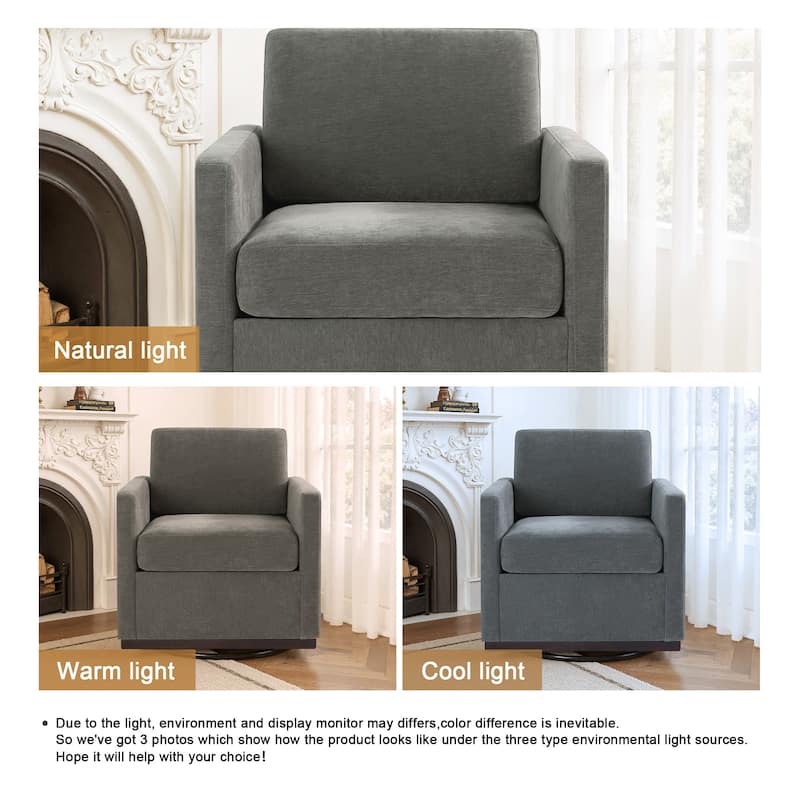 uixe Modern Upholstered Swivel Accent Chair with Pocket Spring Seat