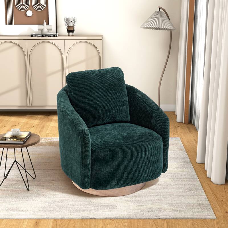 30.3"W Swivel Accent Barrel Chair and Comfy Round Accent Single Sofa Chair, 360 Degree Club Chair, Lounge Armchair for Room