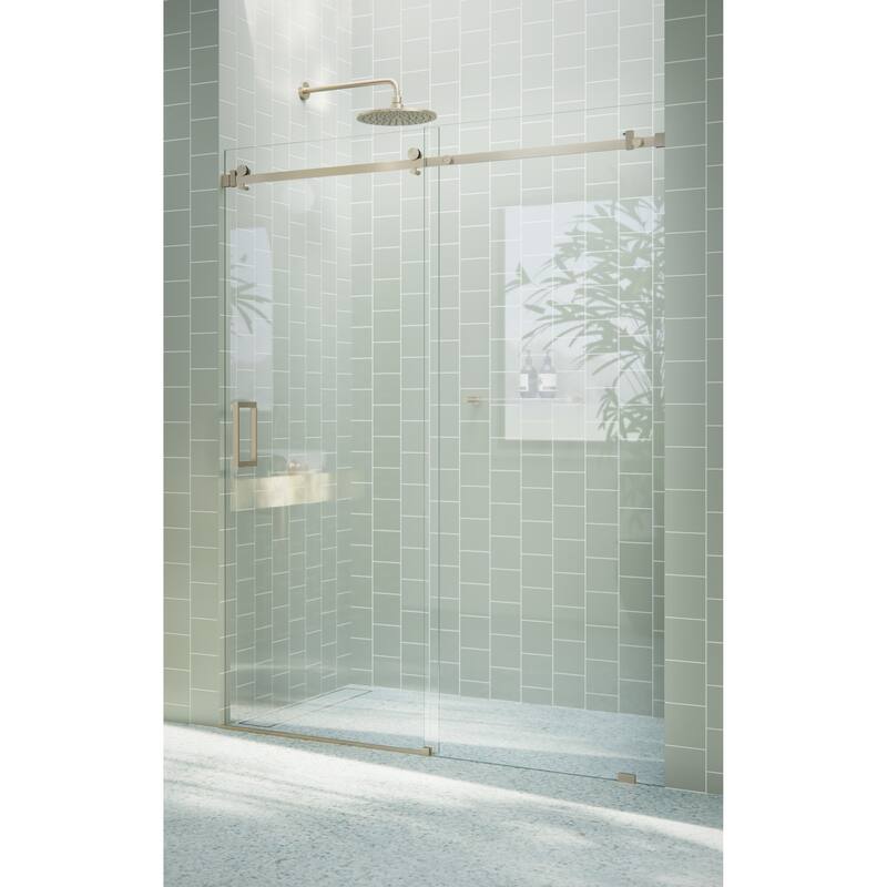 Glass Warehouse 64 in. x 78 in. Sliding Frameless Shower Door with Square Hardware