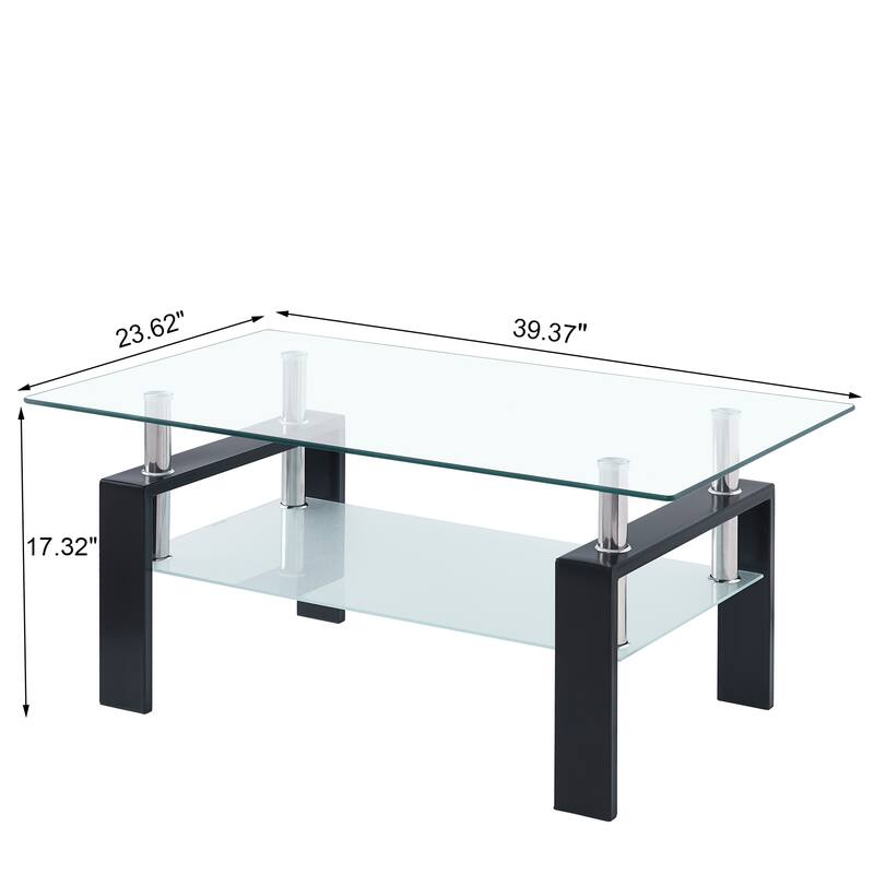 Tempered Glass 2-Layers Coffee End Table