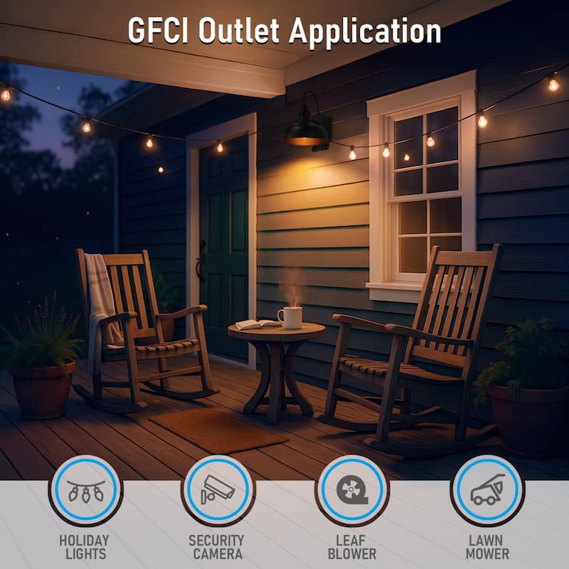 Gooseneck Barn Light with GFCI Outlet, Dusk to Dawn Floodlight, Black - 1PACK