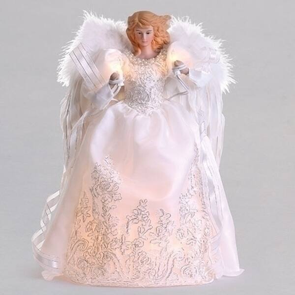 14 Lighted Silver And Gray Angel Christmas Tree Topper Christmas Tree Accessories Christmas Tree Topper Angel Christmas Tree Topper