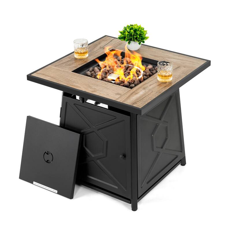 Nuu Garden 50000 BTU Ceramic tabletop Square Propane Fire Pit Set