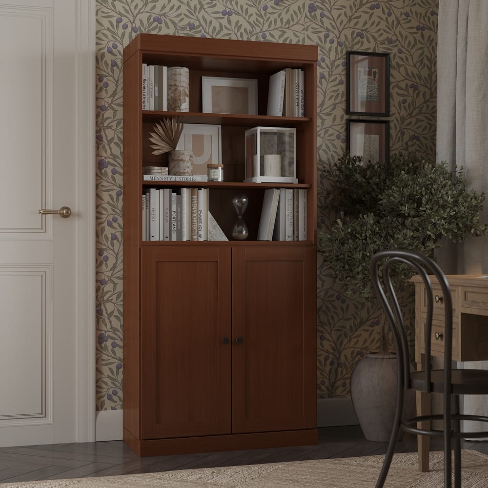 Palace Imports 100% Solid Wood 6-Shelf Bookcase, Shaker Doors, Adjustable Shelves, 32" Wide, 71.5" Tall