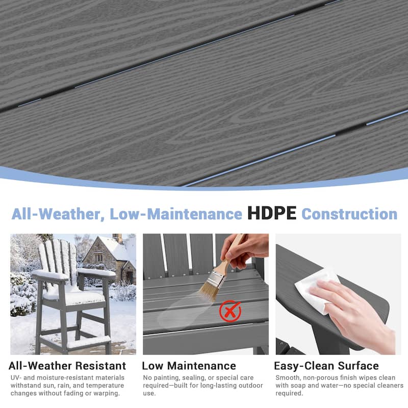 Outdoor Tall Adirondack Chair Set of 2 with Connecting Tray