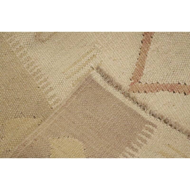 Hand Woven Oriental 100% Wool Carpet Southwestern Tribal Beige & Ivories Kilim Area Rug - 4' 9'' X 3' 4''