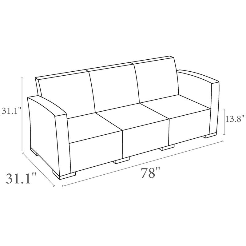 55" Gray Outdoor Patio Sofa with Natural Beige Sunbrella Cushion