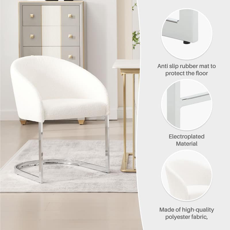 Modern Fabric Upholstered Dining Chairs, Boucle Arm Side Chair - 30" H x 22.2" W x 21.7" D