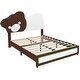 preview thumbnail 5 of 7, Upholstered Platform Bed with Bear Shaped Headboard, LED Light Strips