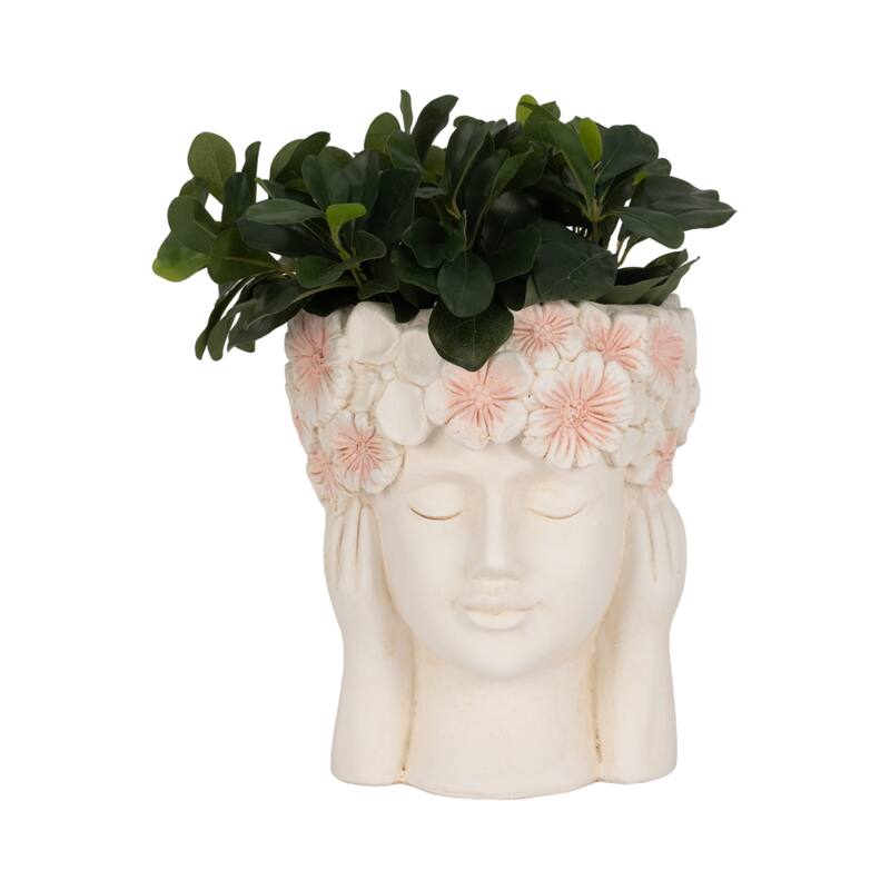 Unique Bust Style Resin Planter or Flower Pot with Crown Detail