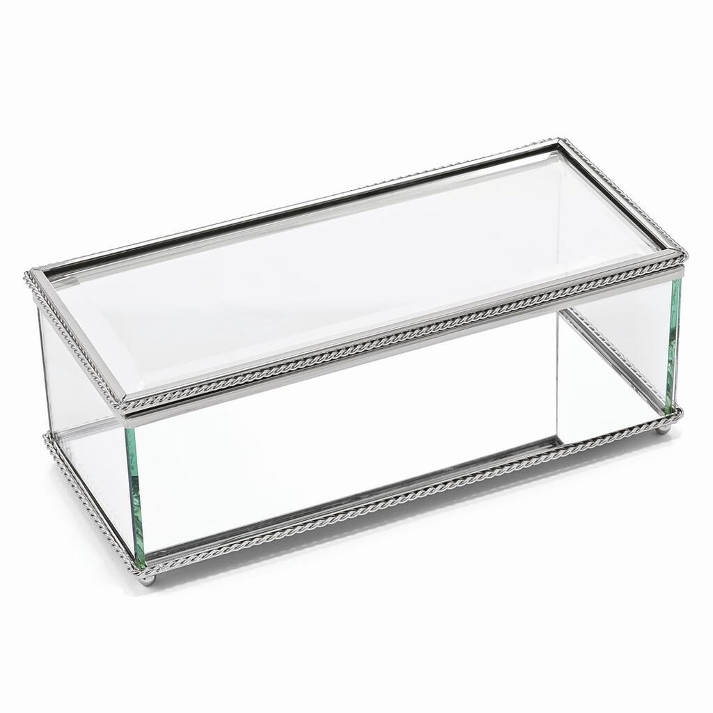 Curata Nickel-Plated Hinged Rectangular Glass Box