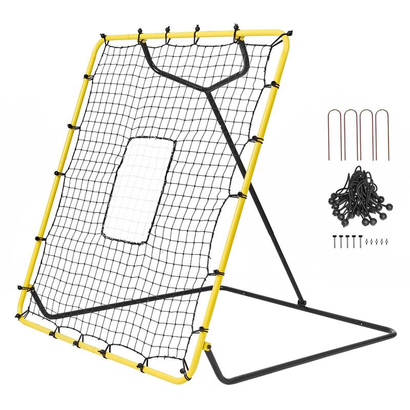 4x4.5 Feet Baseball and Softball Rebounder Net Pitch with Back Adjustable Angles