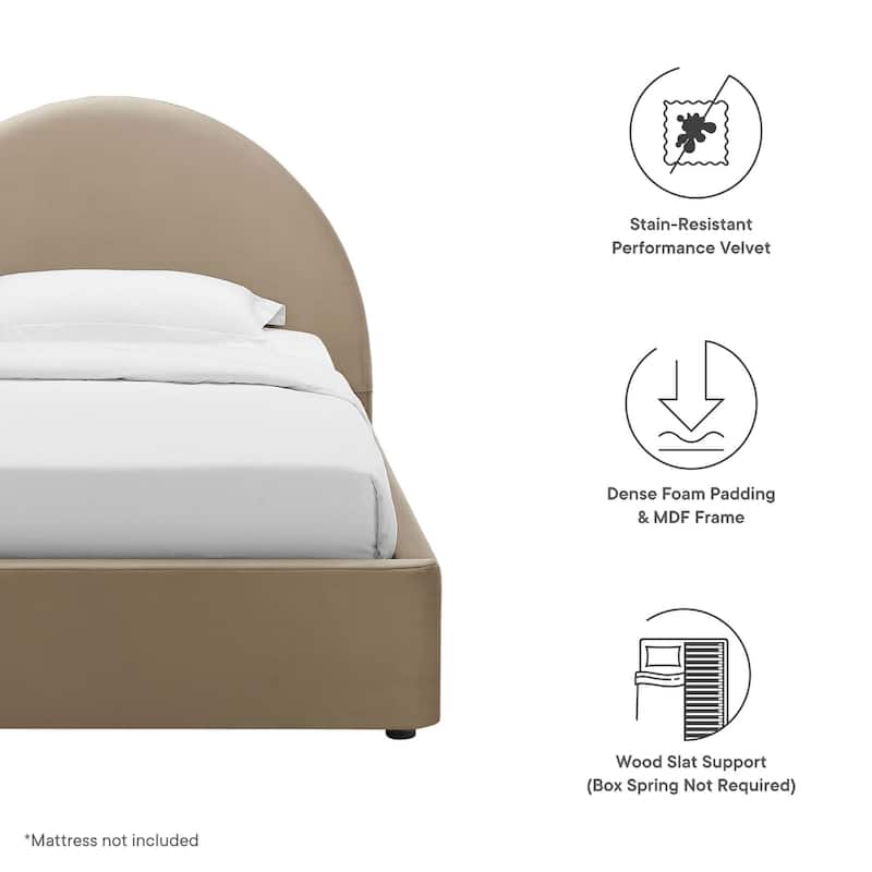 Resort Upholstered Fabric Arched Round Twin Platform Bed