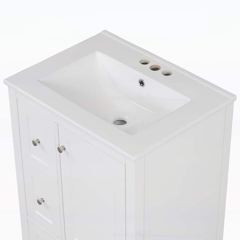Wood Frame Bathroom Storage Cabinet with Ceramic Sink Combo