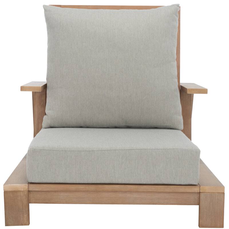 SAFAVIEH Couture Macy Wood Patio Chair - 36 In W x 42.5 In D x 30 In H - 36W x 43D x 30H