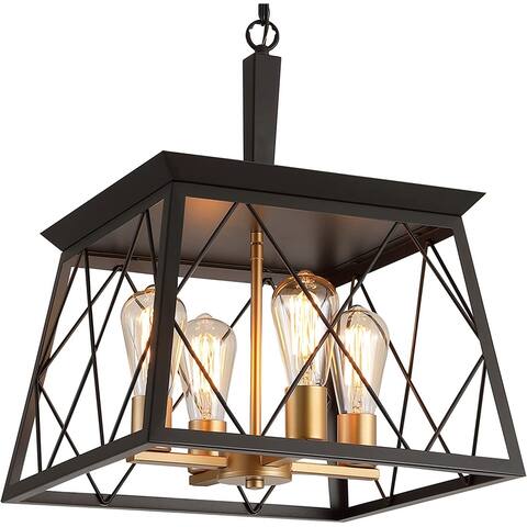 Industrial farmhouse chandelier 4 light pendant ceiling hanging light fixture - N/A