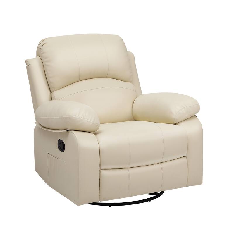 Moasis Beige Faux Leather Oversized Rocker Recliner Chair with Heat and Massage