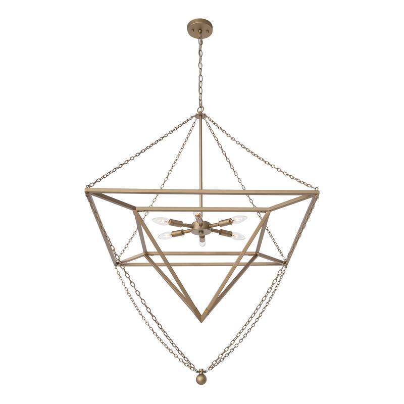 Modern 6 - Light Brass Dust Metal Geometric Chandelier - 44.88"x44.88"x45.53"