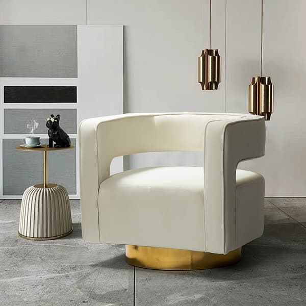 slide 2 of 116, HULALA HOME Carisa Modern Upholstered Swivel Open-Back Barrel Chair with Golden Base