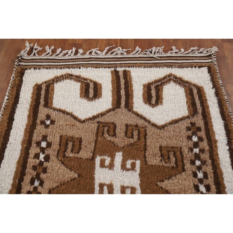 Plush Turkish Anatolian Runner Rug Hand-knotted Beige Wool Carpet - 3'6"x 13'3"