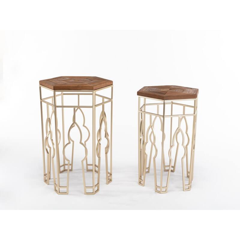 Boraam Genevieve Gold and Natural Nesting Tables