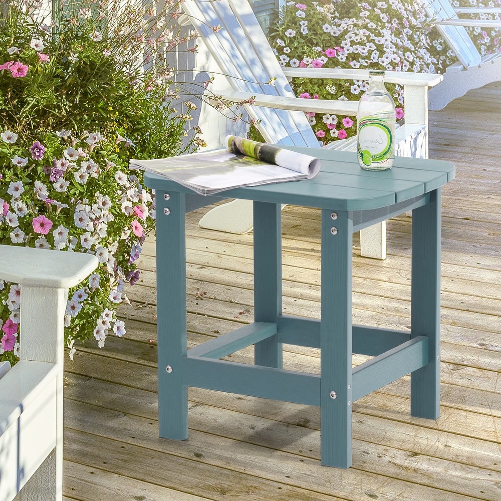 BONOSUKI Outdoor Rectangular All Weather Adirondack Side Table