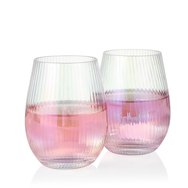 Iridescent stemless wine glasses set of 2/4/6 Unique Cute Gift Idea -  4.70W x 3.70 H - Bed Bath & Beyond - 34550396