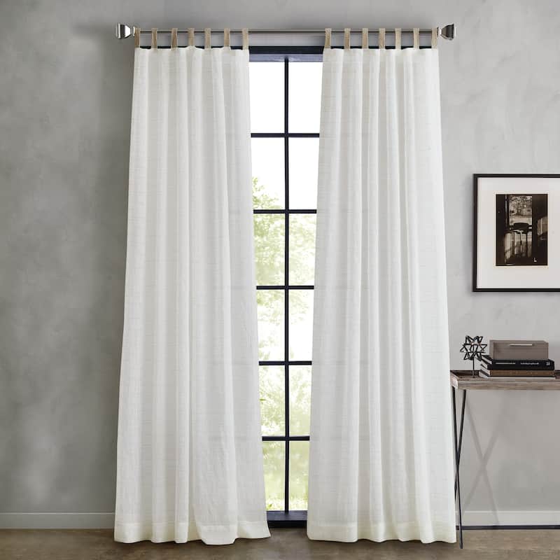 DKNY Antigua Jute Window Curtain Panel Pair - 96 inches - Linen
