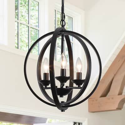 3-Light Farmhouse Globe Chandelier for Dining Room Kitchen Island