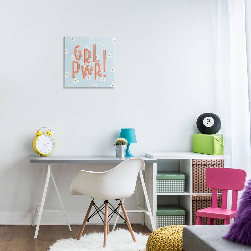 Stupell Girl Power with Daisy Patterns Canvas Wall Art Design By Sarah Hickman