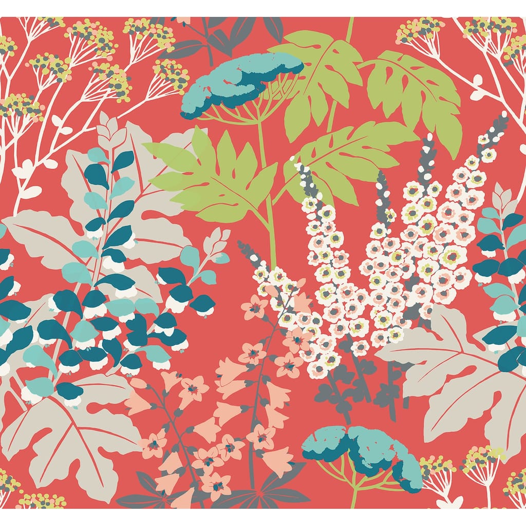 A-Street Prints Brie Red Forest Flowers Wallpaper
