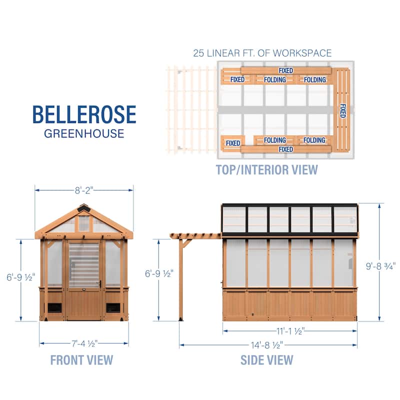 Backyard Discovery Bellerose 11'x7' Cedar Wood Greenhouse with Pergola - 14'8" x 7'4"