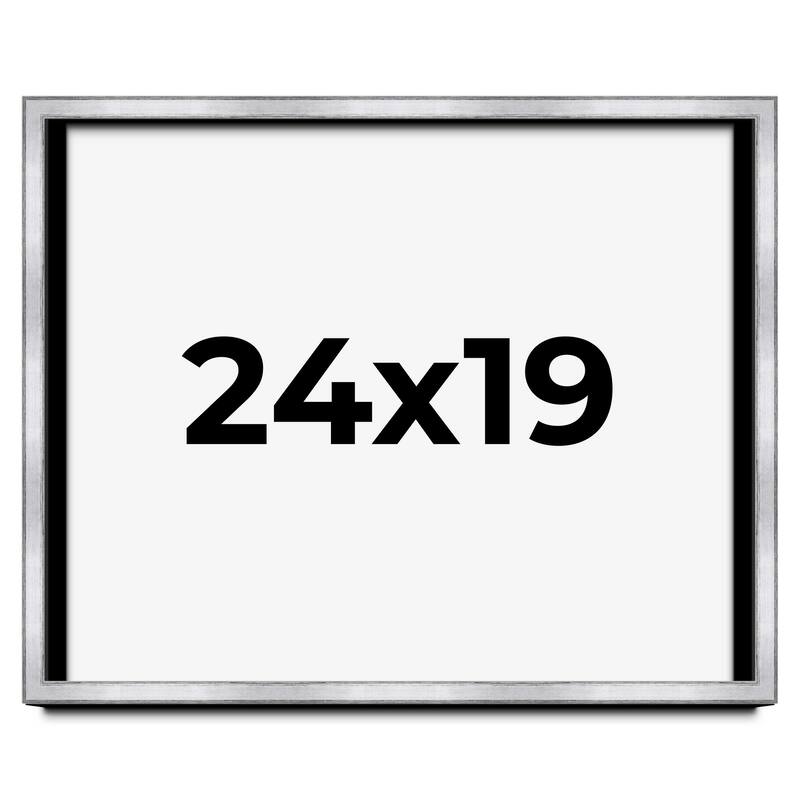 24x19 Shadow Box Frame Silver | 1.375 Inches Deep Real Wood