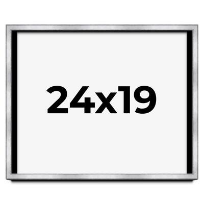 24x19 Shadow Box Frame Silver | 1.375 Inches Deep Real Wood