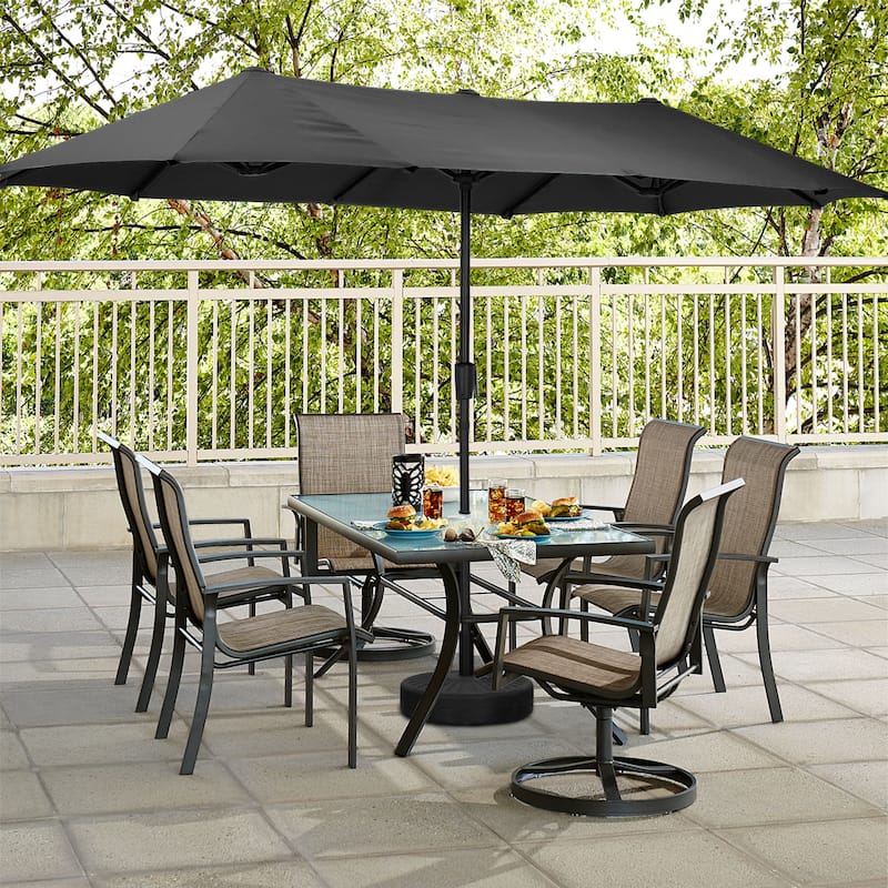 Autlaycil 13 ft Patio Umbrella with Crank For Outdoor Umbrella Base Included - Black