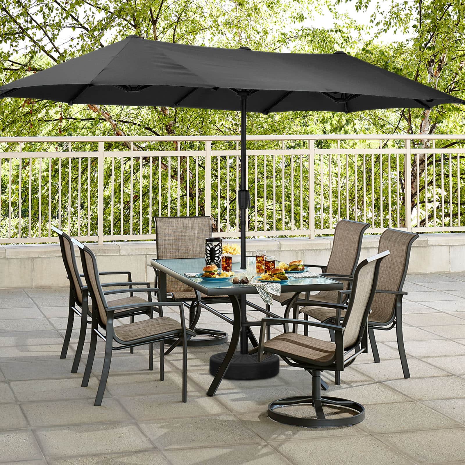 13 ft patio umbrella with crank Feet DoubleSided Twin Table HandleBeige 1.5 Gross weight 13ft Patio Umbrella