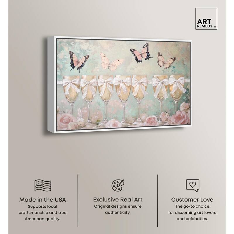 Champagne Mint and Pink Glass Canvas by Art Remedy