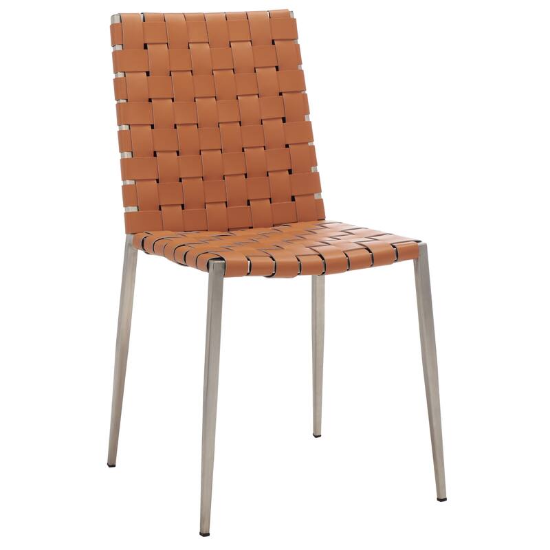 SAFAVIEH Monnie Woven Leather Dining Chair (Set of 2) - 15.8" W x 19.8" L x 33.5" H - 16Wx20Dx34H