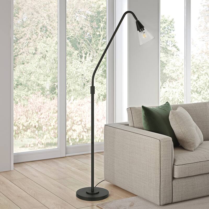Challice Blackened Bronze Arc Floor Lamp - Blackened Bronze