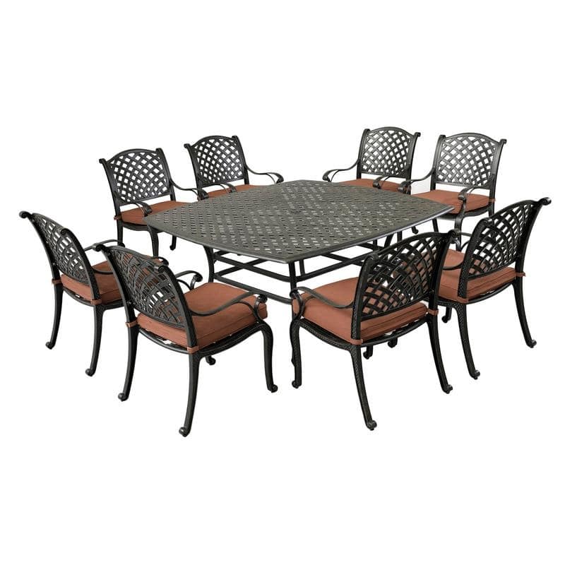 South Ponto 9-piece Aluminum Square Dining Set with Cushioned Arm Chairs by Havenside Home
