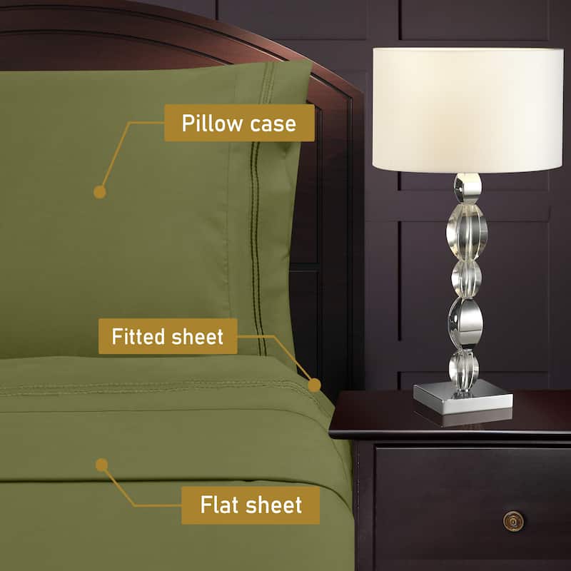 Superior Wrinkle Resistant Embroidered Microfiber Bed Sheet Set