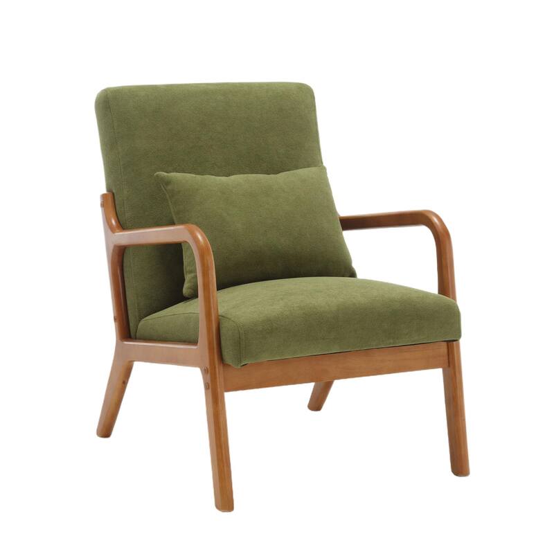 Homefun Corduroy Upholstered Mid-Century Modern Wood Frame Single Armchair for Living Room