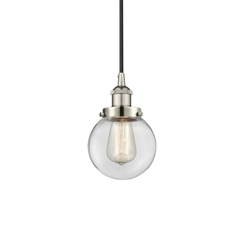 Innovations Lighting 616-1PH-10-6 Beacon Pendant Beacon 6" Wide Mini - Polished Nickel / Clear
