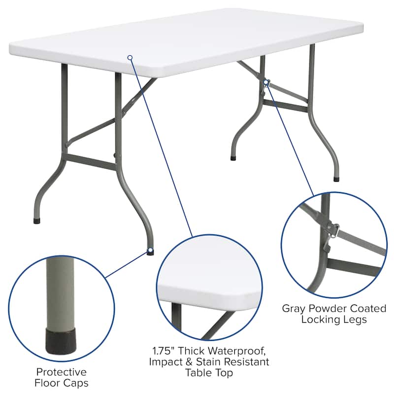 30"W x 60"L Plastic Folding Table with Granite White Surface - Banquet Table