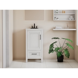 18-Inch Bathroom Vanity Cabinet - Modern White Storage Unit with Door and Drawer, Ideal for Small Spaces - 18*16*35inch