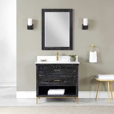 Altair Kesia Bathroom Vanity with Composite Stone Countertop with Mirror