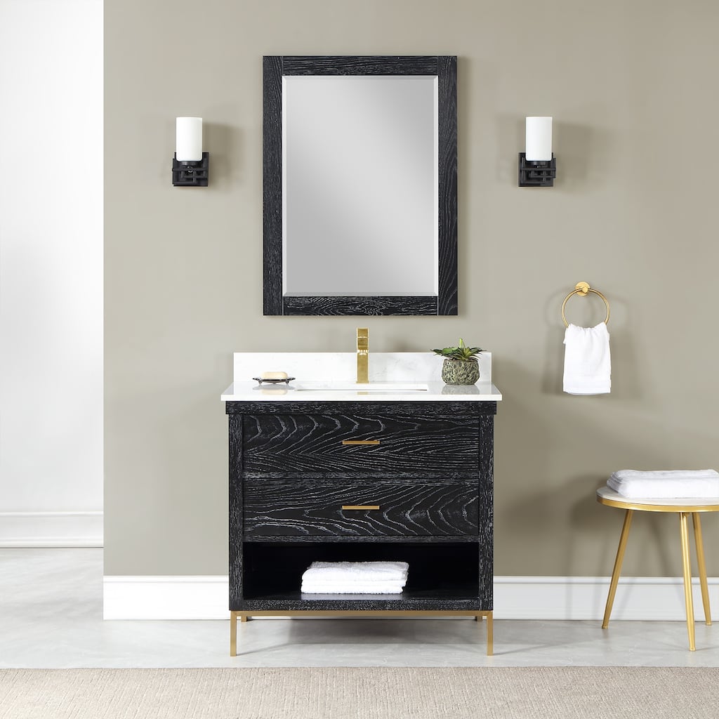 Altair Kesia Bathroom Vanity with Composite Stone Countertop with Mirror