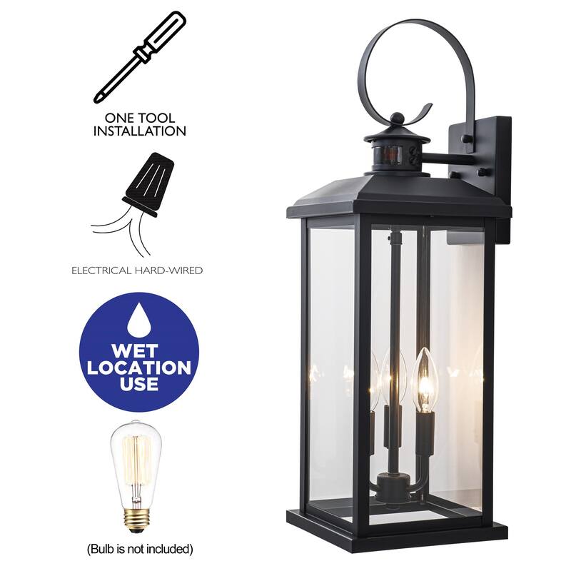 C Cattleya 1-Pack 3 Light 23" Motion Sensor Dusk to Dawn Outdoor Wall Lights