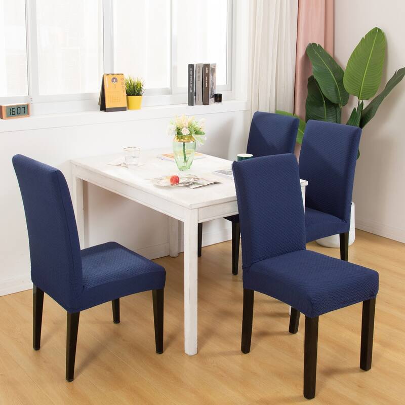 Enova Home Jacquard Polyester Spandex Fabric Stretch Dining Slipcovers Removable Anti-Dirty Fitted Furniture Protector Set of 2