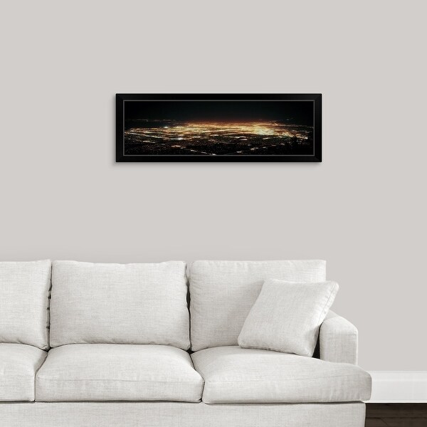 "Aerial view of buildings at night in a city Albuquerque New Mexico" Black Framed Print